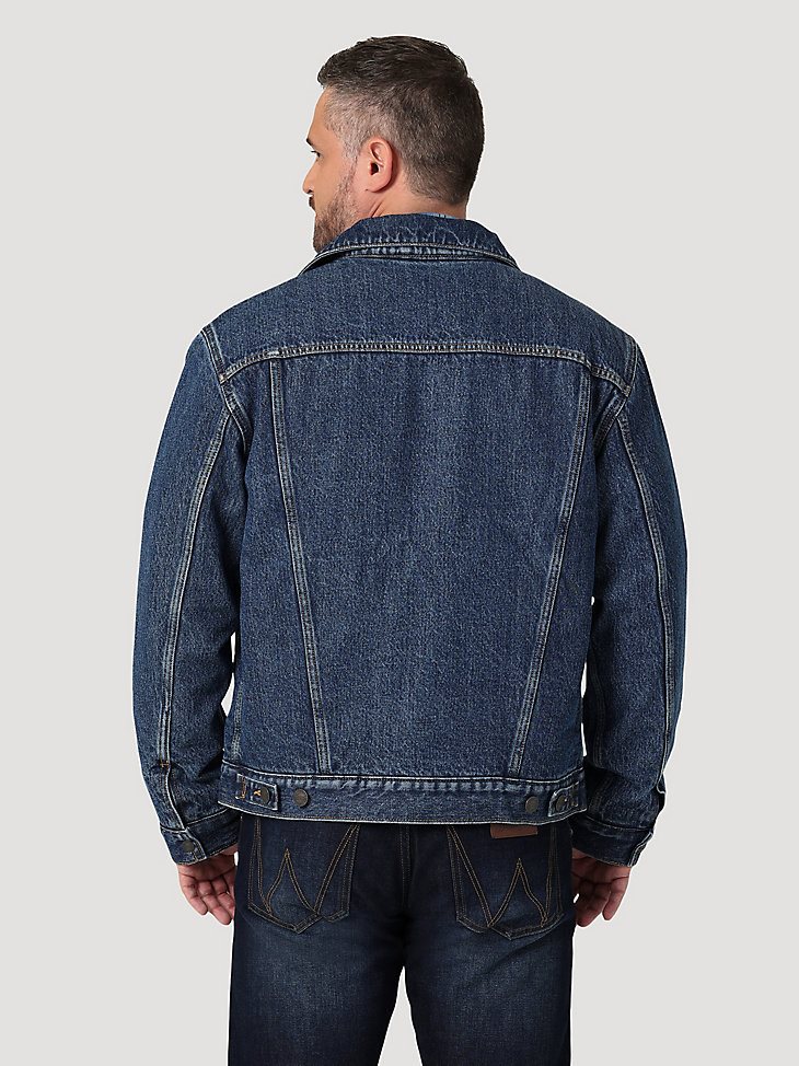 Men's Wrangler Retro Sherpa Lined Western Denim Jacket in Blue Indigo