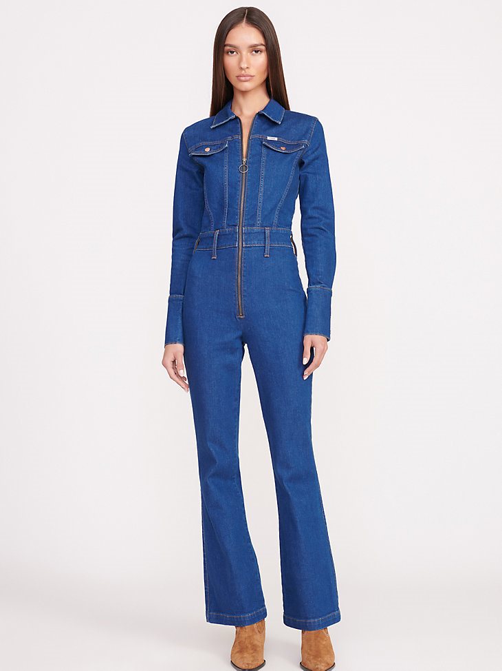 Wrangler + STAUD The Body Jumpsuit in Dark Rinse