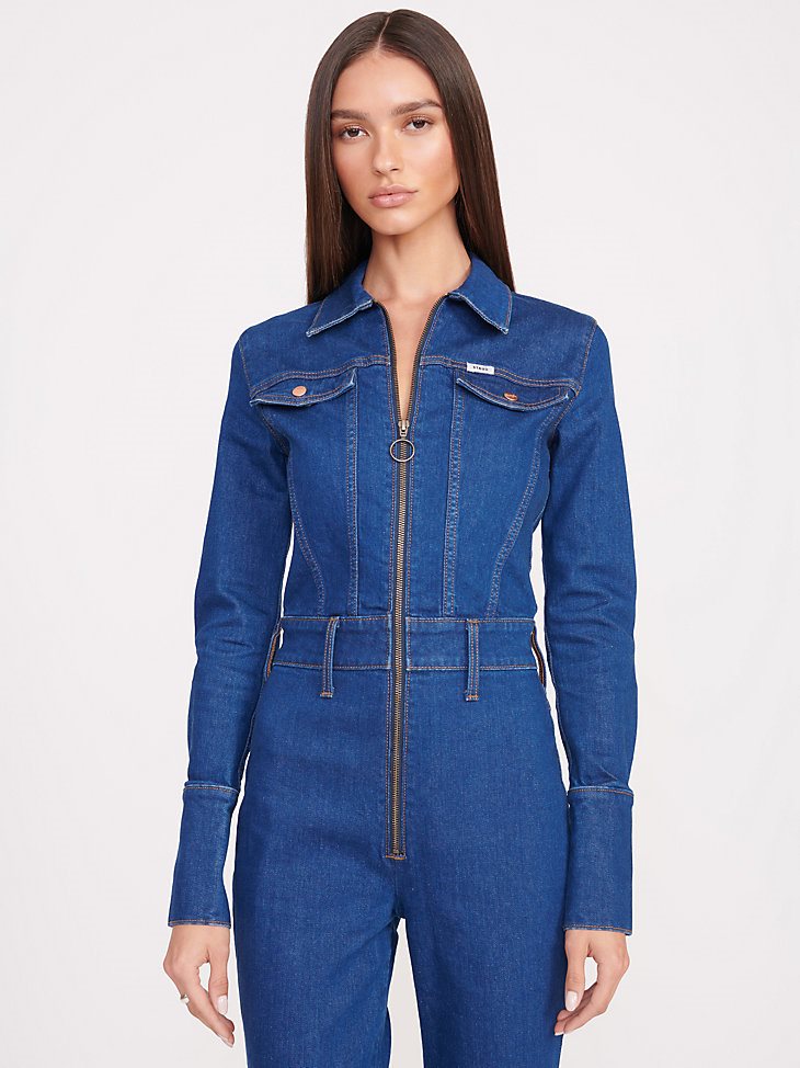 Wrangler + STAUD The Body Jumpsuit in Dark Rinse