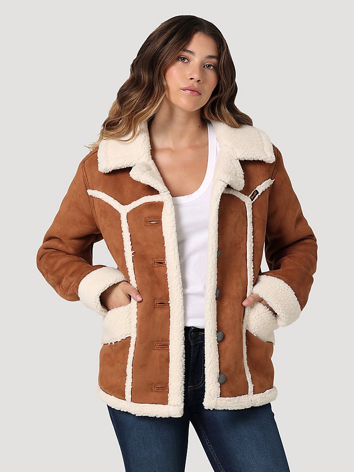Women's Wrangler Faux Shearling Barn Coat in Lion