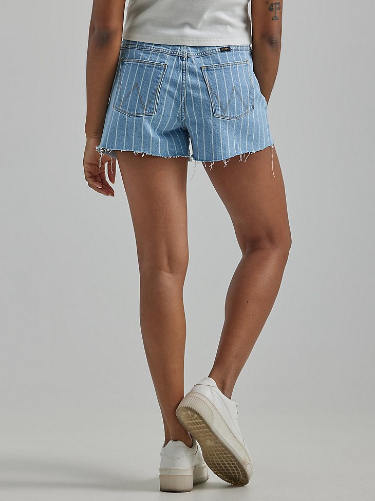 Women's Stripe High Rise Vintage Short in Stone Stripe