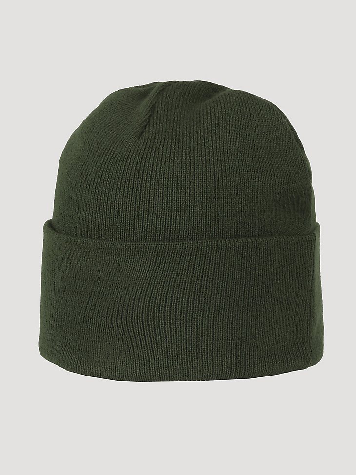 Embroidered Solid Beanie in Olive