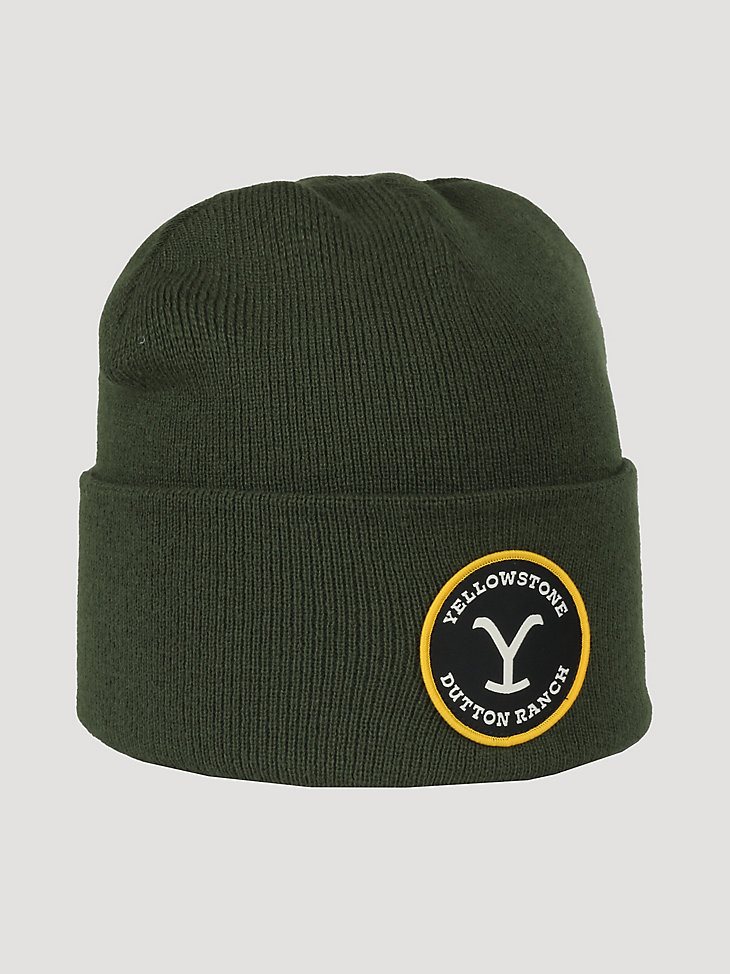 Embroidered Solid Beanie in Olive