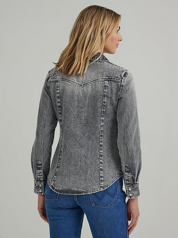 Women's Y2K Slim Denim Shirt in Pearl River Black
