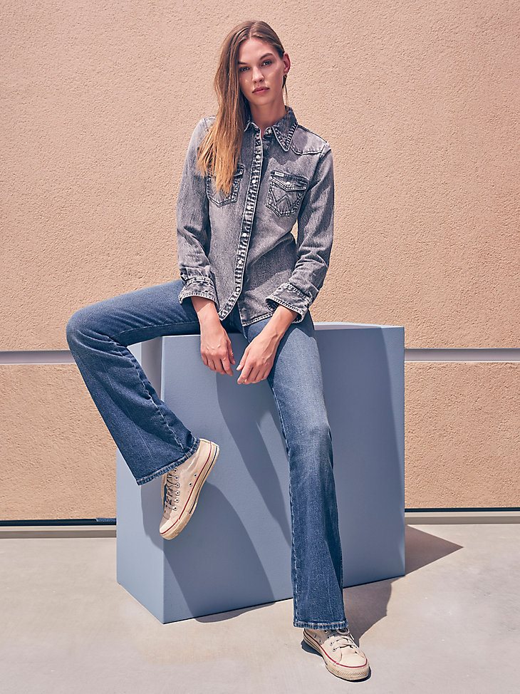 Women's Y2K Slim Denim Shirt in Pearl River Black