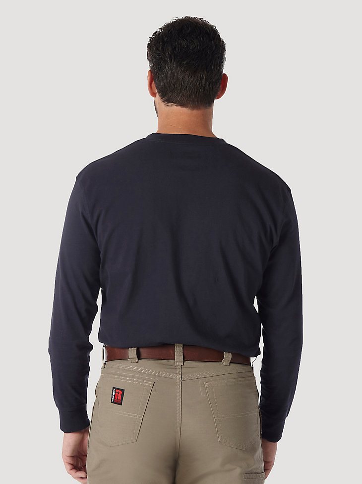 Wrangler RIGGS Workwear Long Sleeve Solid Henley in Navy