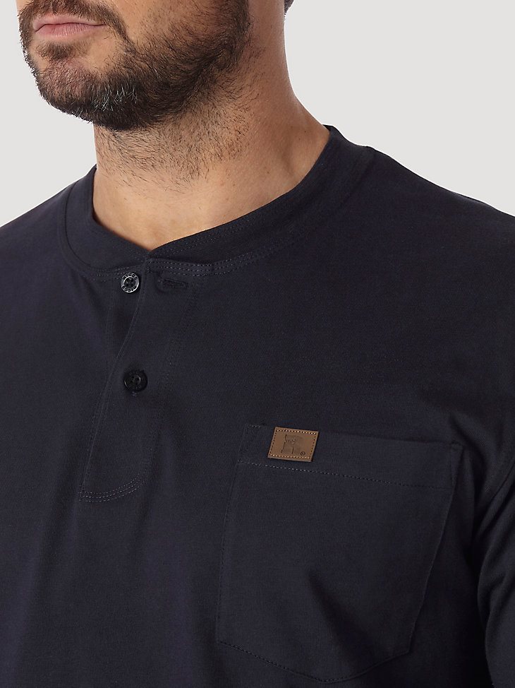 Wrangler RIGGS Workwear Long Sleeve Solid Henley in Navy