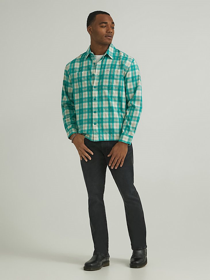 Men's Plaid Overshirt in Navigate