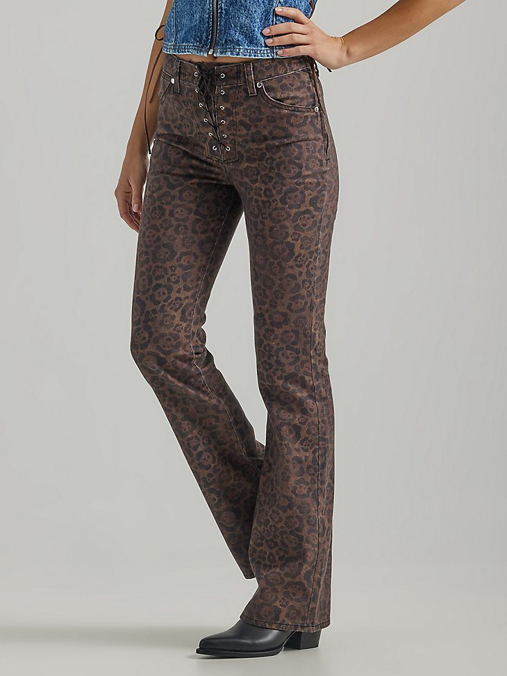 Wrangler x Fender Women's Lace Up Westward Jean in Leopard