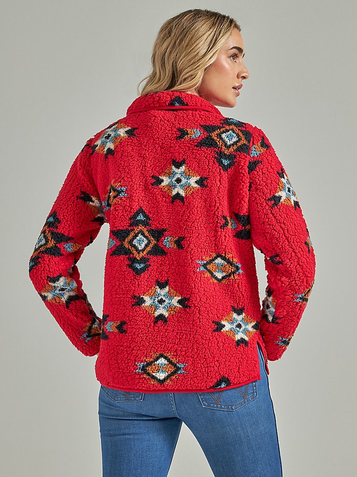 Women's Wrangler Retro Quarter-Zip Sherpa Pullover in Tango Red