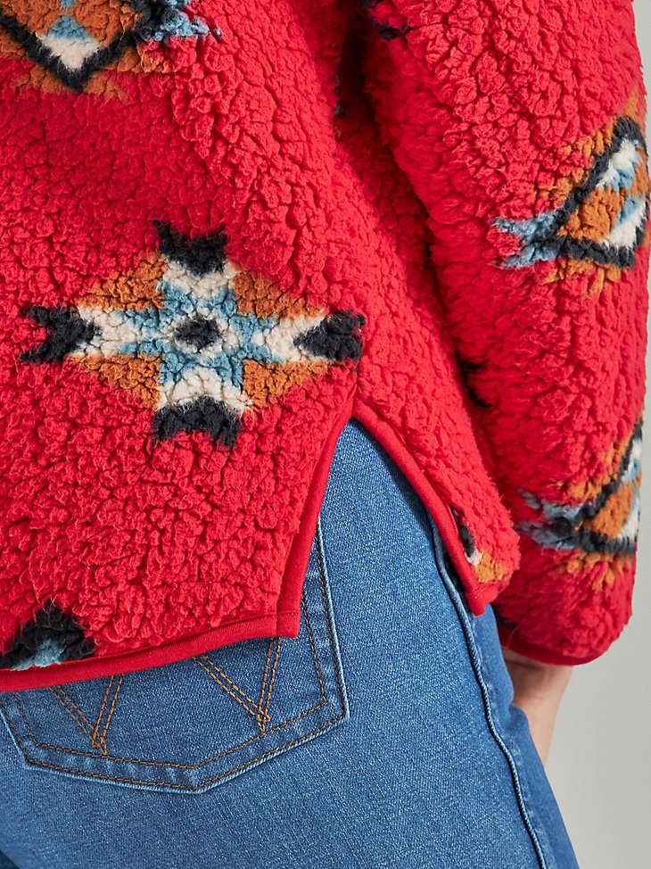 Women's Wrangler Retro Quarter-Zip Sherpa Pullover in Tango Red