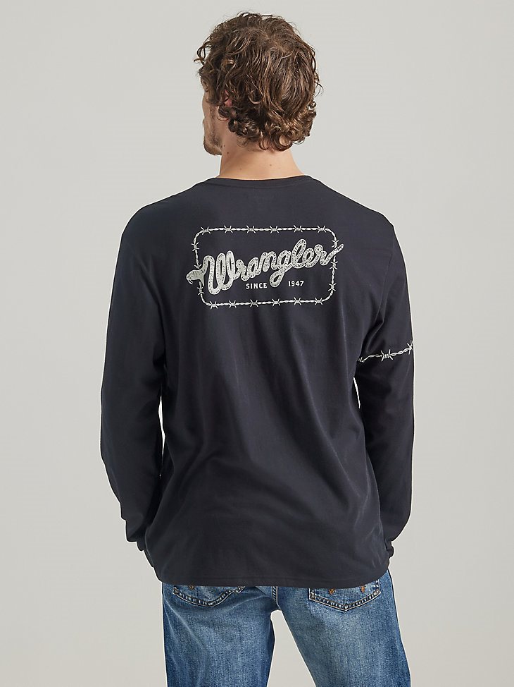 Men's Barbed Wire Logo T-Shirt in Jet Black