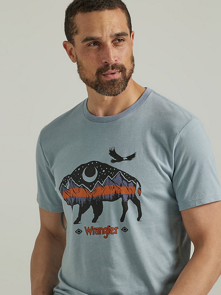Men's Bison Graphic T-Shirt in Tradewinds Grey