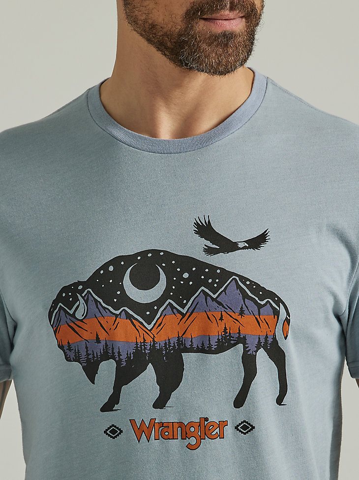 Men's Bison Graphic T-Shirt in Tradewinds Grey