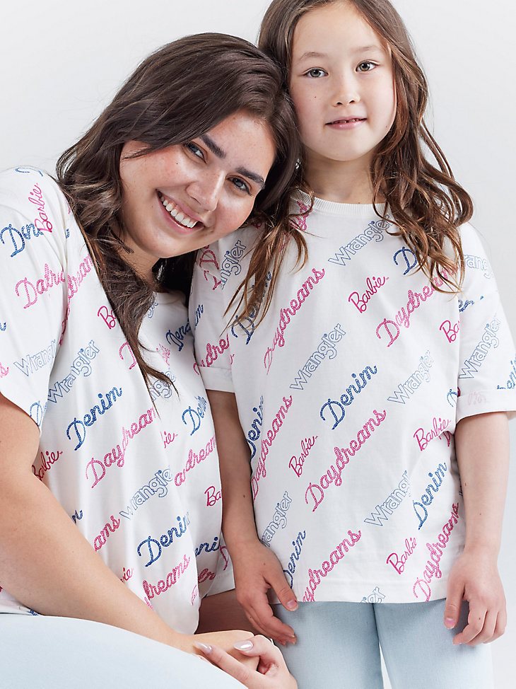 Wrangler x Barbie Girl's Daydreams Boxy Tee in Worn White