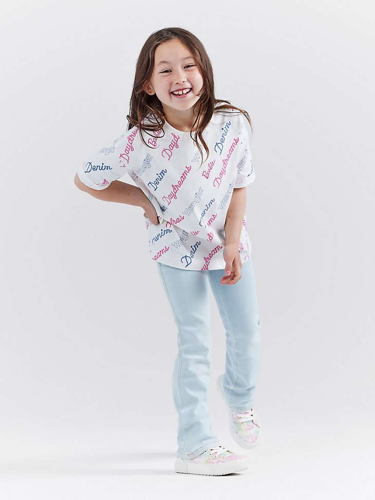 Wrangler x Barbie Girl's Daydreams Boxy Tee in Worn White