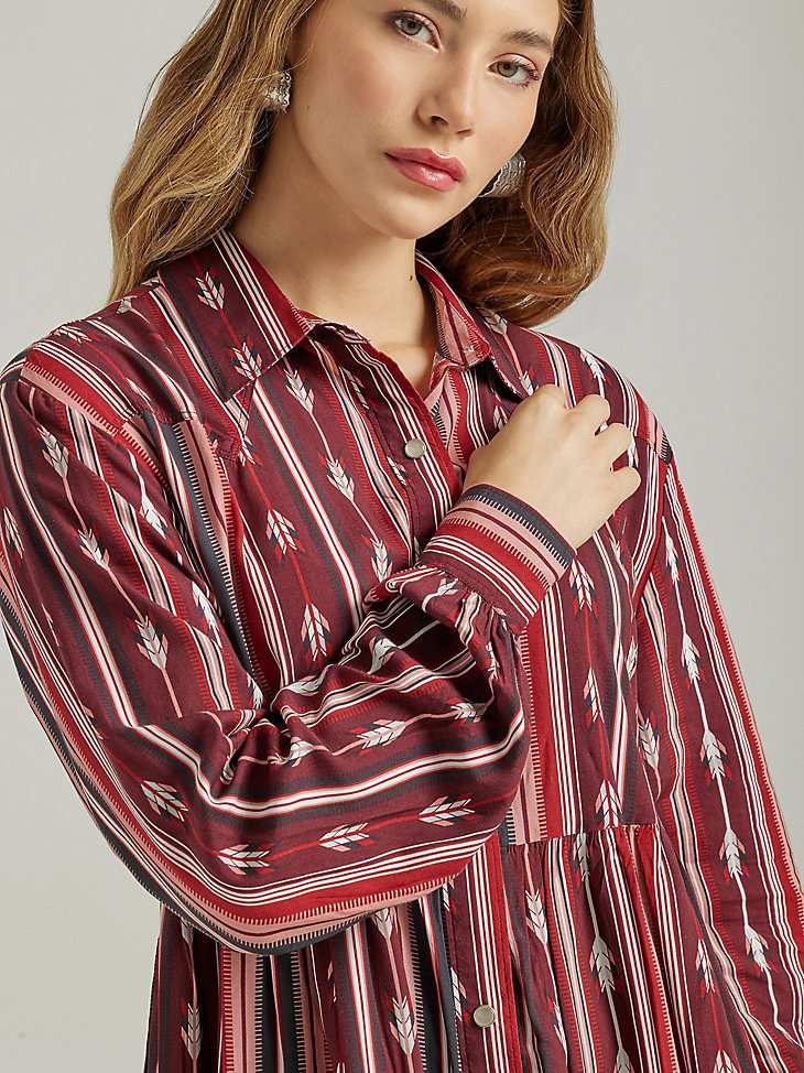 Women's Wrangler Retro Western Snap Tiered Dress in Port Royale
