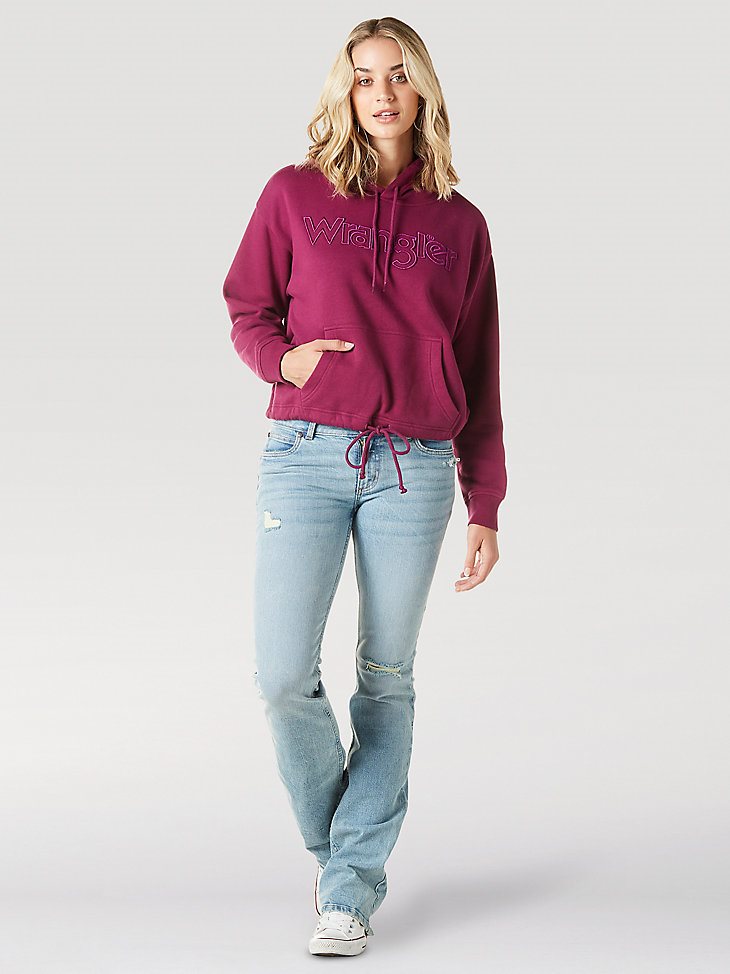 Women's Wrangler Retro Logo Cinched Hoodie in Magenta