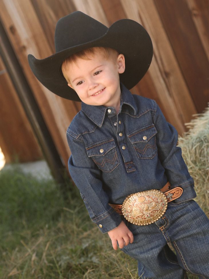 Baby Boy Long Sleeve Bodysuit Denim in Denim