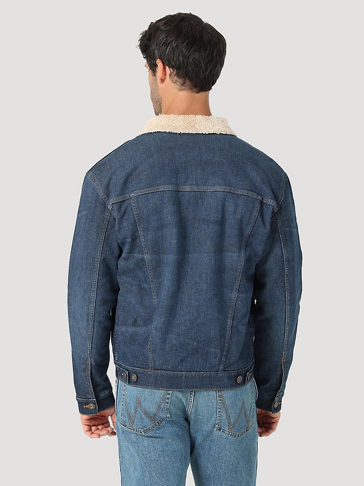 Men's Wrangler Sherpa Lined Denim Jacket in Dark Indigo