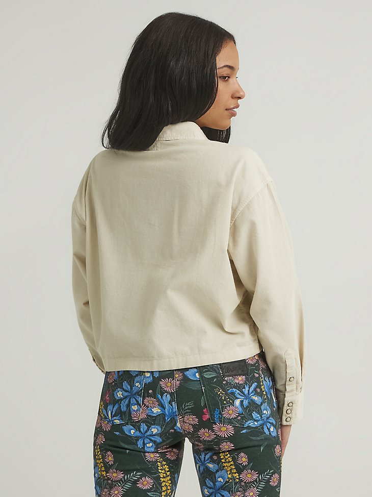 Women's Boxy Corduroy Overshirt in Cream