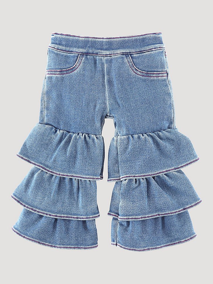 Little Girl's Tiered Flare Jean in Makenna