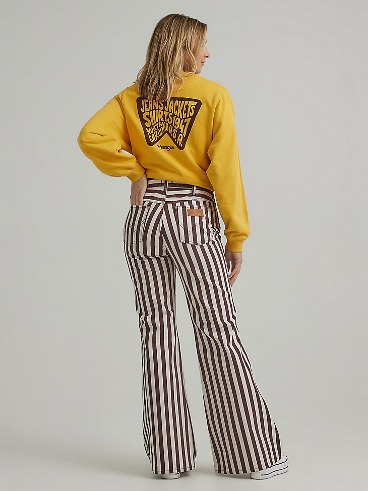 Women's Wrangler Laser Striped Wanderer 622 High Rise Flare Jean in Dahlia