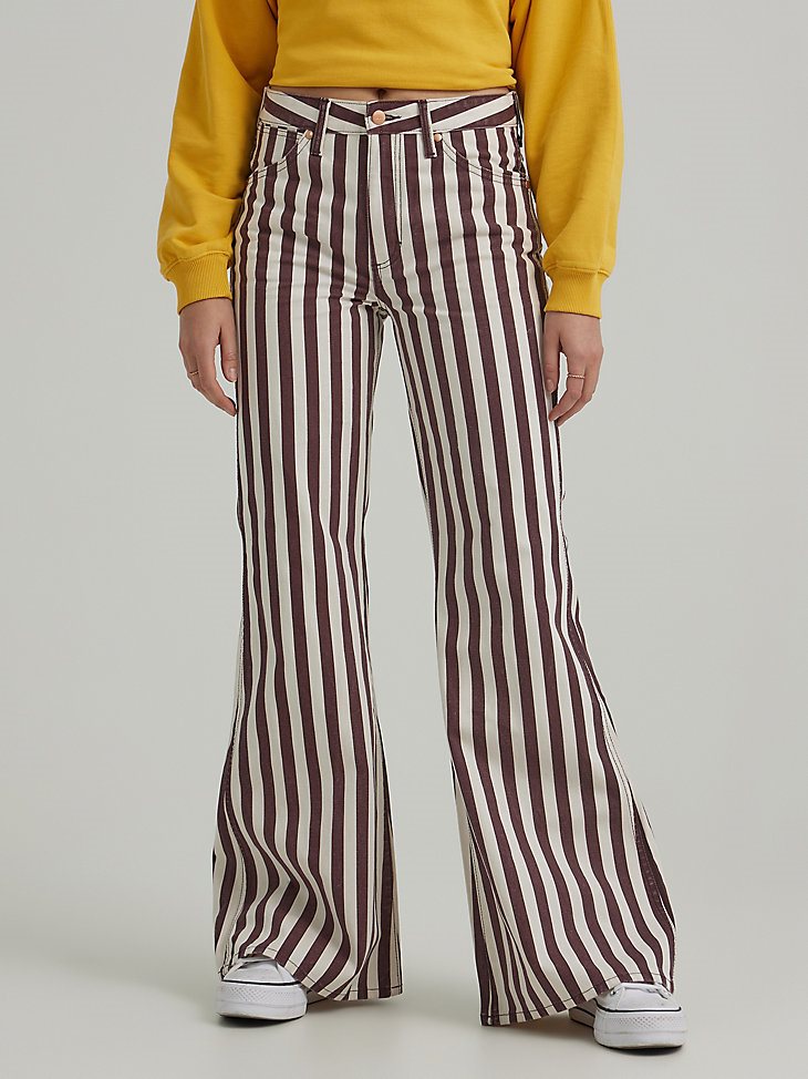 Women's Wrangler Laser Striped Wanderer 622 High Rise Flare Jean in Dahlia