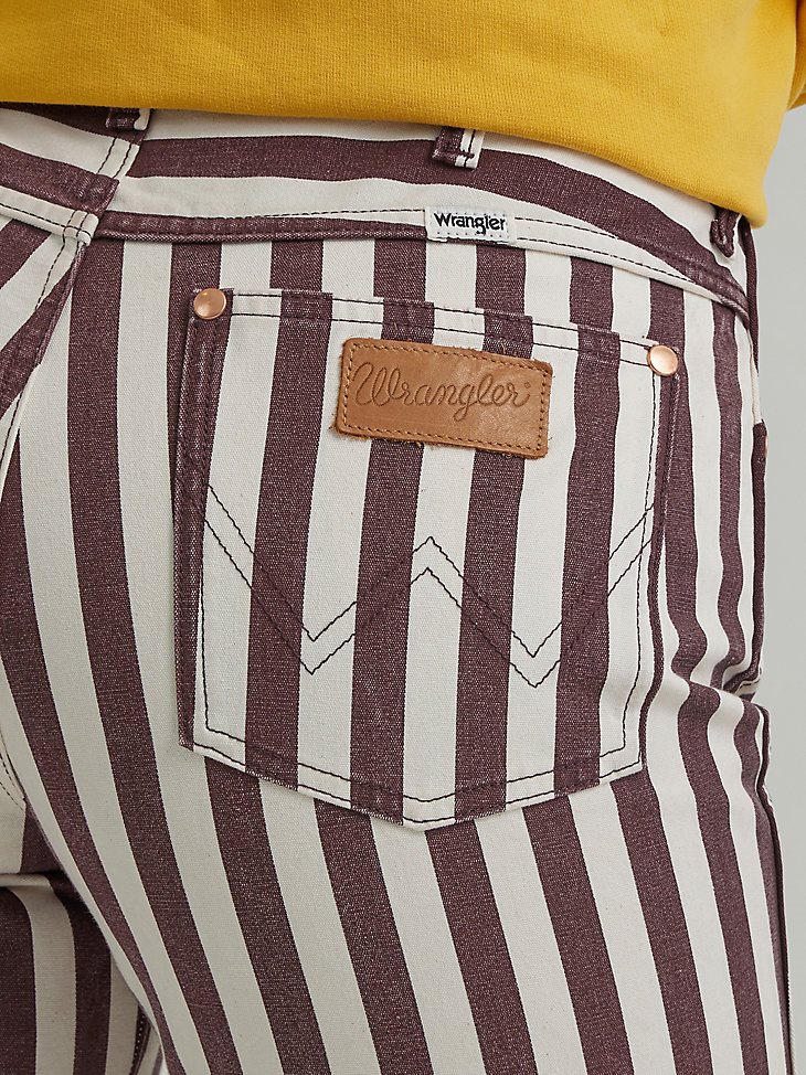 Women's Wrangler Laser Striped Wanderer 622 High Rise Flare Jean in Dahlia
