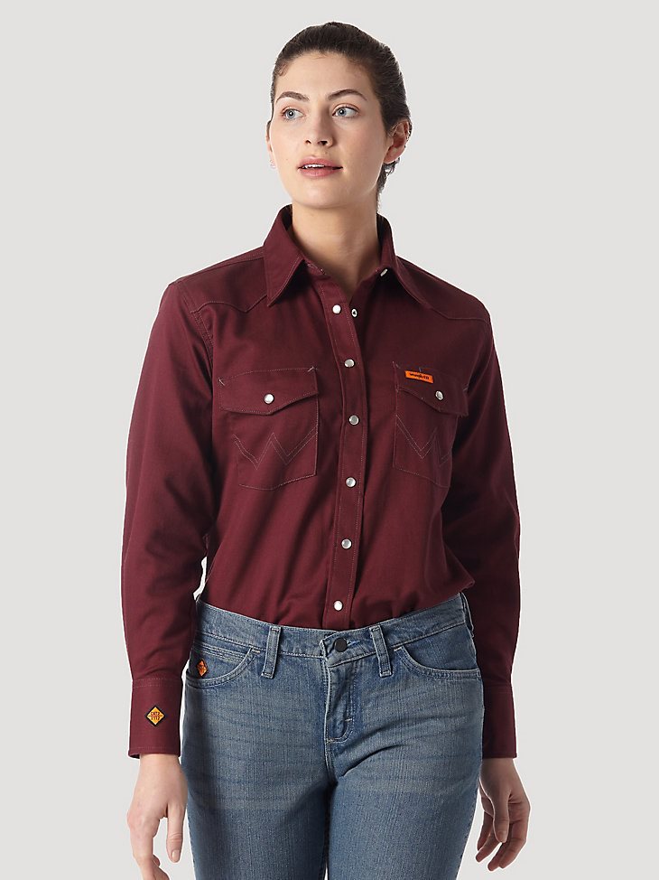 Wrangler FR Flame Resistant Long Sleeve Solid in Burgundy