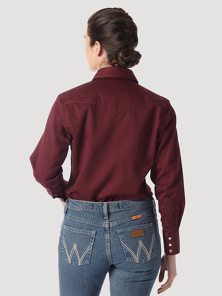 Wrangler FR Flame Resistant Long Sleeve Solid in Burgundy