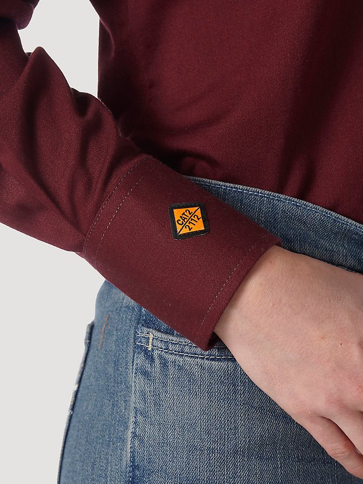 Wrangler FR Flame Resistant Long Sleeve Solid in Burgundy