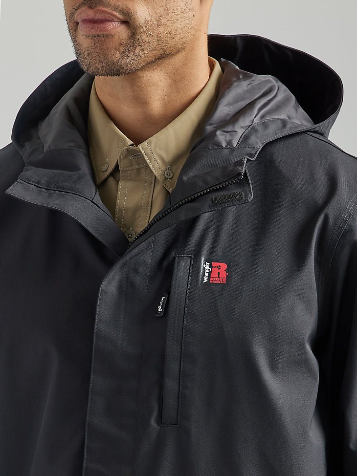Wrangler RIGGS Workwear Tough Layers Rain Shell Jacket in Jet Black