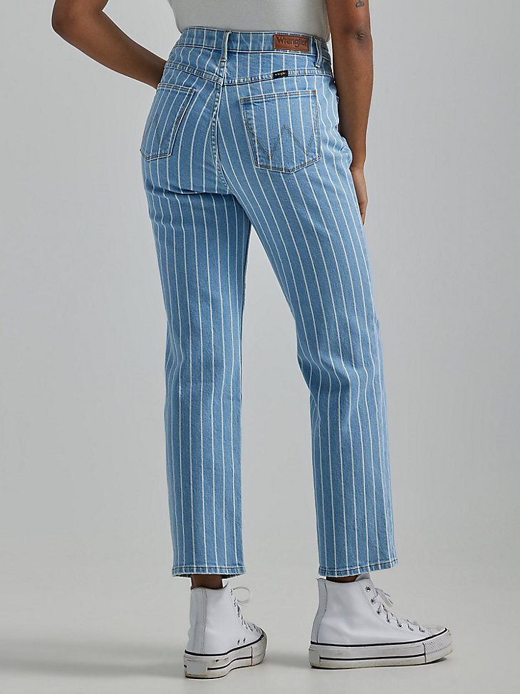 Women's Rodeo Straight Stripe Crop in Stone Stripe