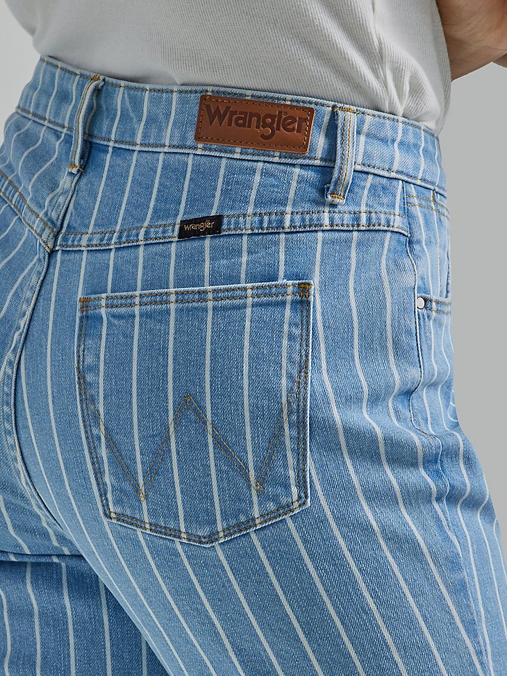 Women's Rodeo Straight Stripe Crop in Stone Stripe