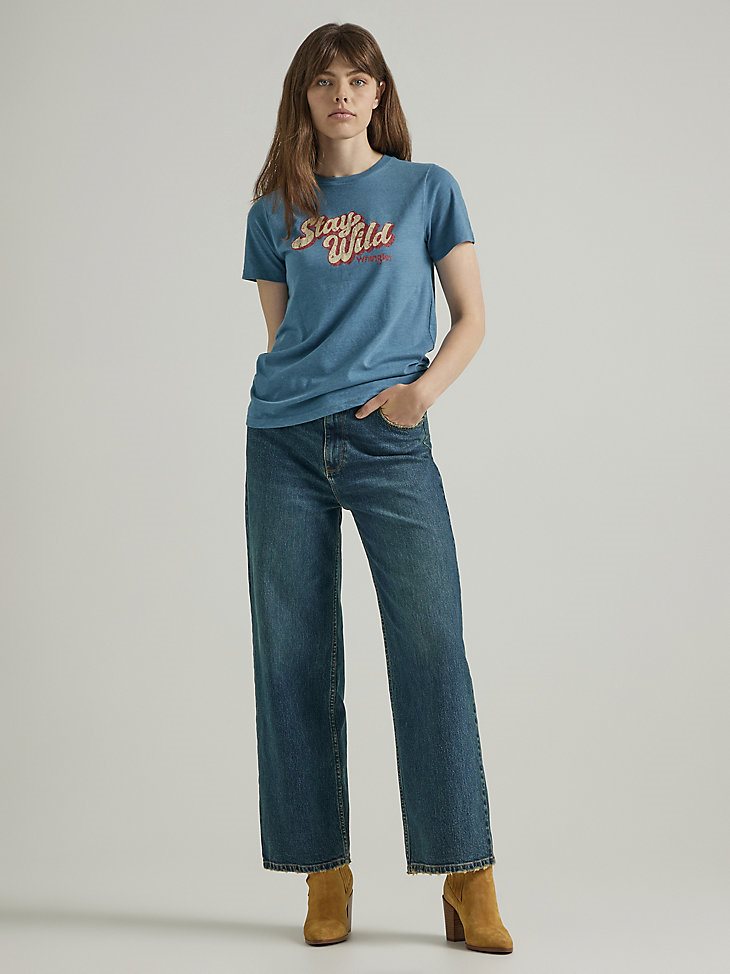 Women's Stay Wild Tee in Blue Ash