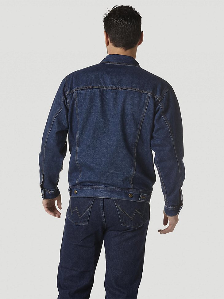 Wrangler Rugged Wear Flannel Lined Denim Jacket in Antique Navy