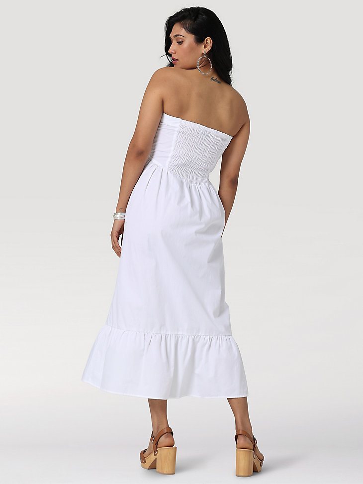 Women's Wrangler Retro Americana Strapless Corset Dress in Bright White