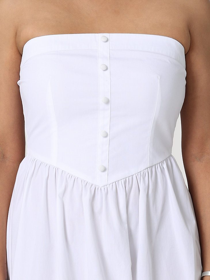 Women's Wrangler Retro Americana Strapless Corset Dress in Bright White