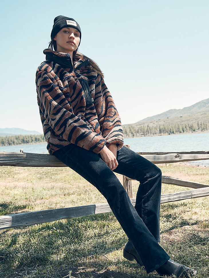 Women's Tiger Print Sherpa Jacket in Tiger Print