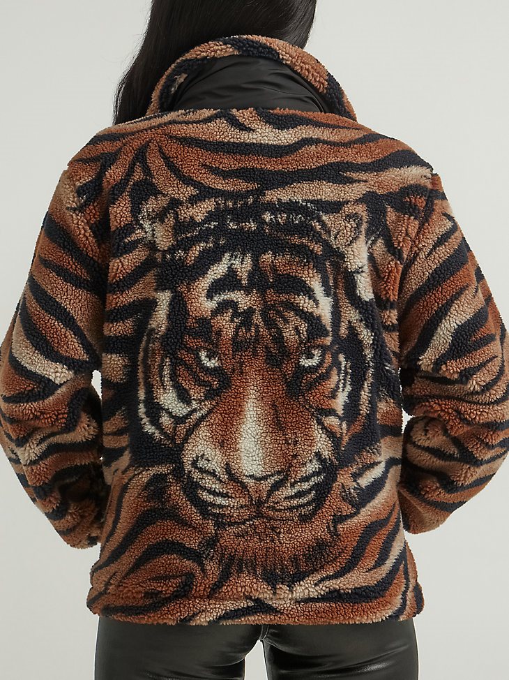 Women's Tiger Print Sherpa Jacket in Tiger Print
