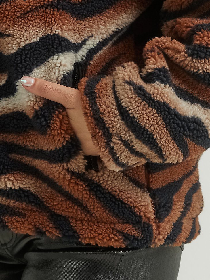 Women's Tiger Print Sherpa Jacket in Tiger Print