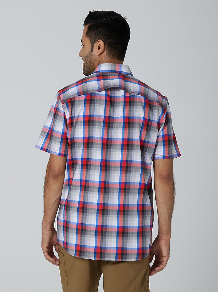 Men's Eco-Friendly Plaid Short Sleeve Camp Shirt in Amethyst City