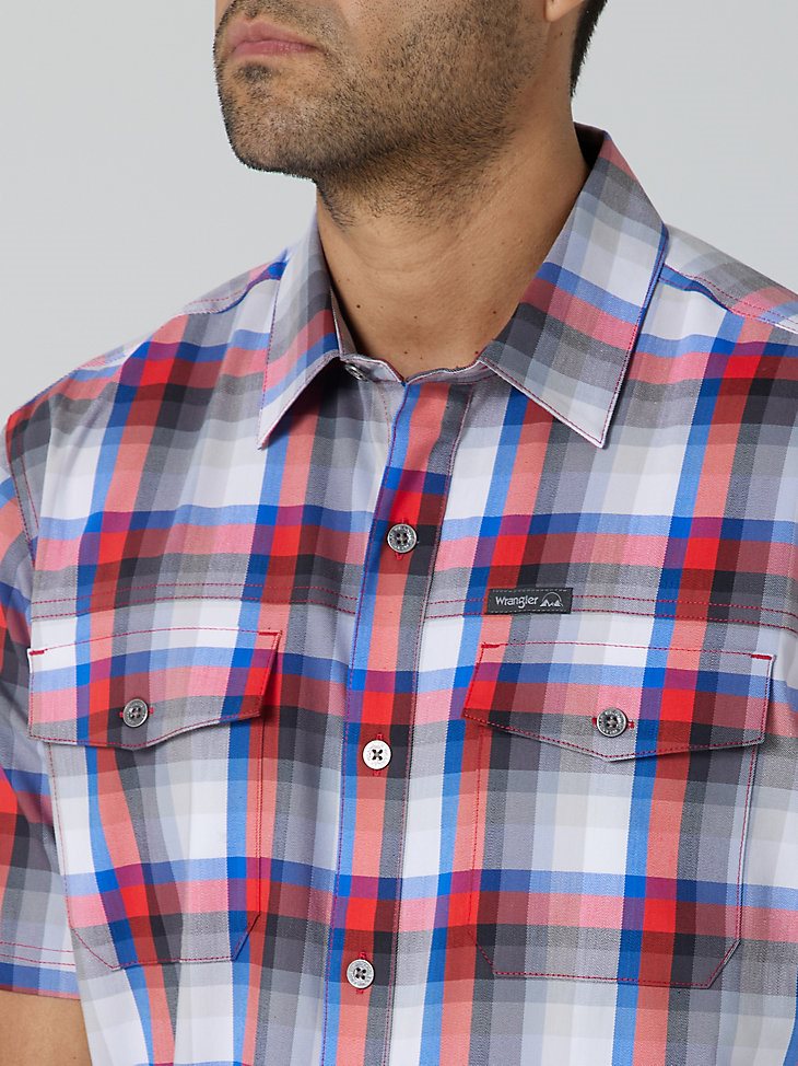 Men's Eco-Friendly Plaid Short Sleeve Camp Shirt in Amethyst City