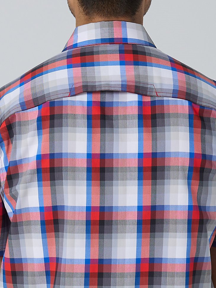 Men's Eco-Friendly Plaid Short Sleeve Camp Shirt in Amethyst City