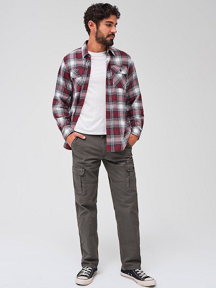 Men's Wrangler Flannel Plaid Shirt in Vaporous Gray