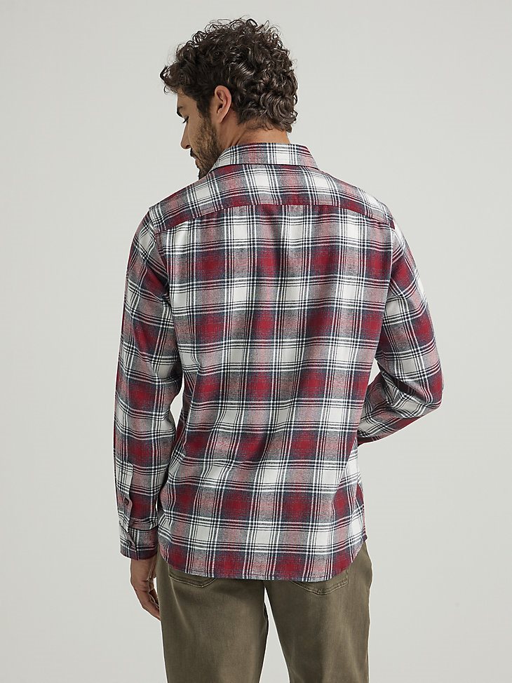Men's Wrangler Flannel Plaid Shirt in Vaporous Gray