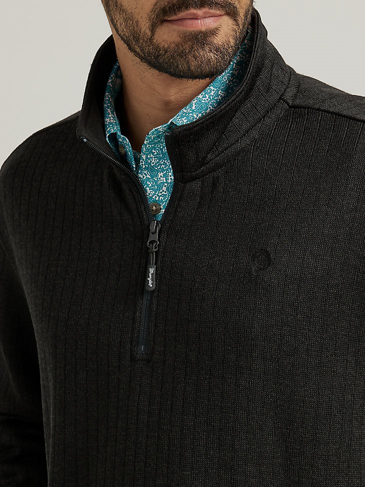 Men's George Strait Long Sleeve Quarter-Zip Knit Pullover in Black