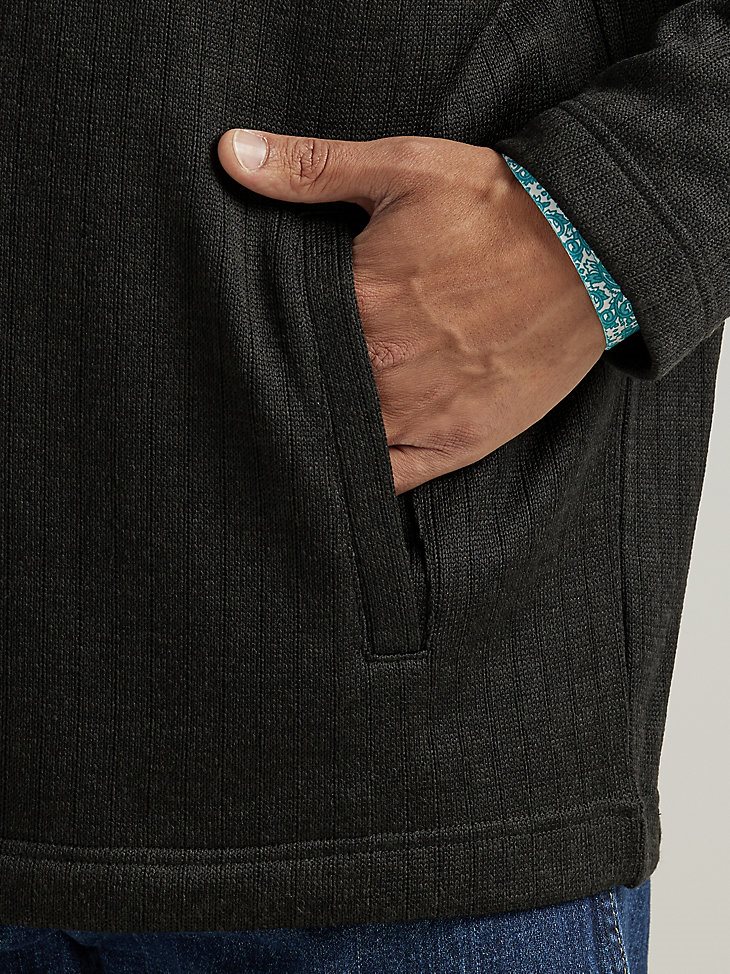 Men's George Strait Long Sleeve Quarter-Zip Knit Pullover in Black