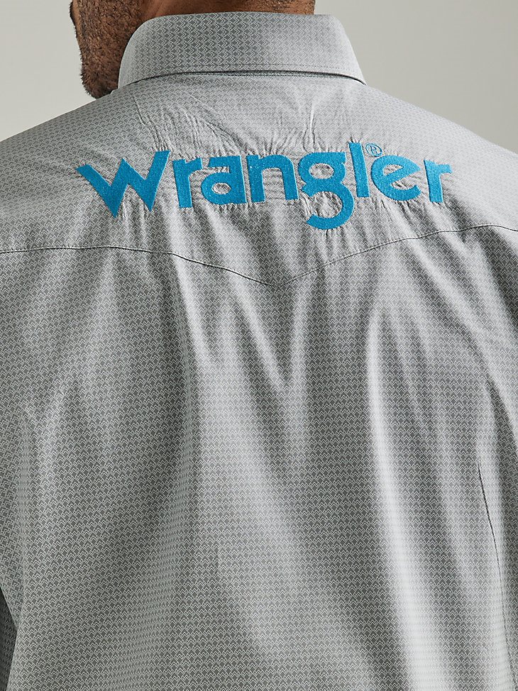 Men's Wrangler Logo Long Sleeve Button-Down Print Shirt in Smoky Gray